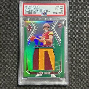 Jayden Daniels 2024 Phoenix Pandora Patch Green /25 #PP-JDS RC Rookie PSA 10 GEM
